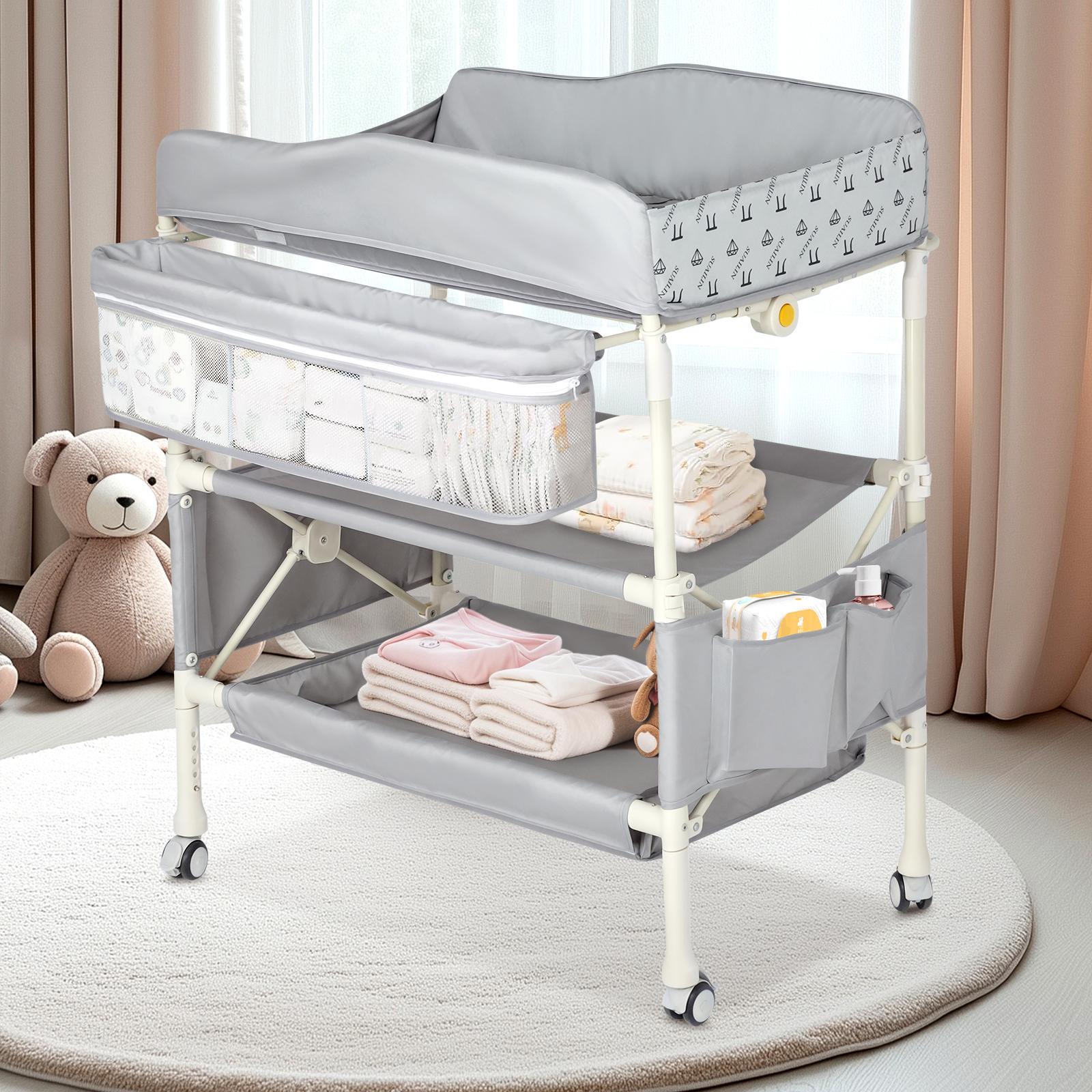 Advwin Foldable Baby Changing Table Height Adjustable Diaper Changing Station Portable Toddler Change Table