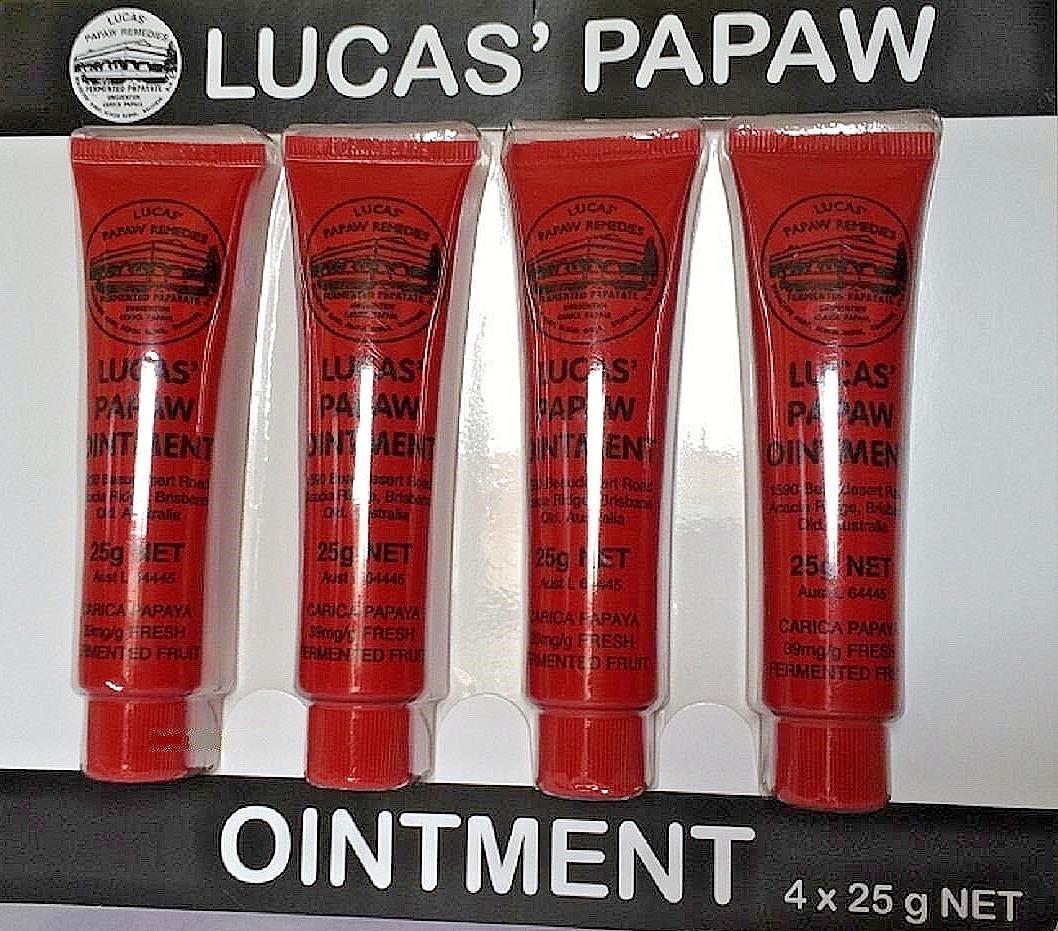 Lucas' Papaw Ointment 4 Pack Pawpaw Cream Handy Tube 25g x4 Aussie Made