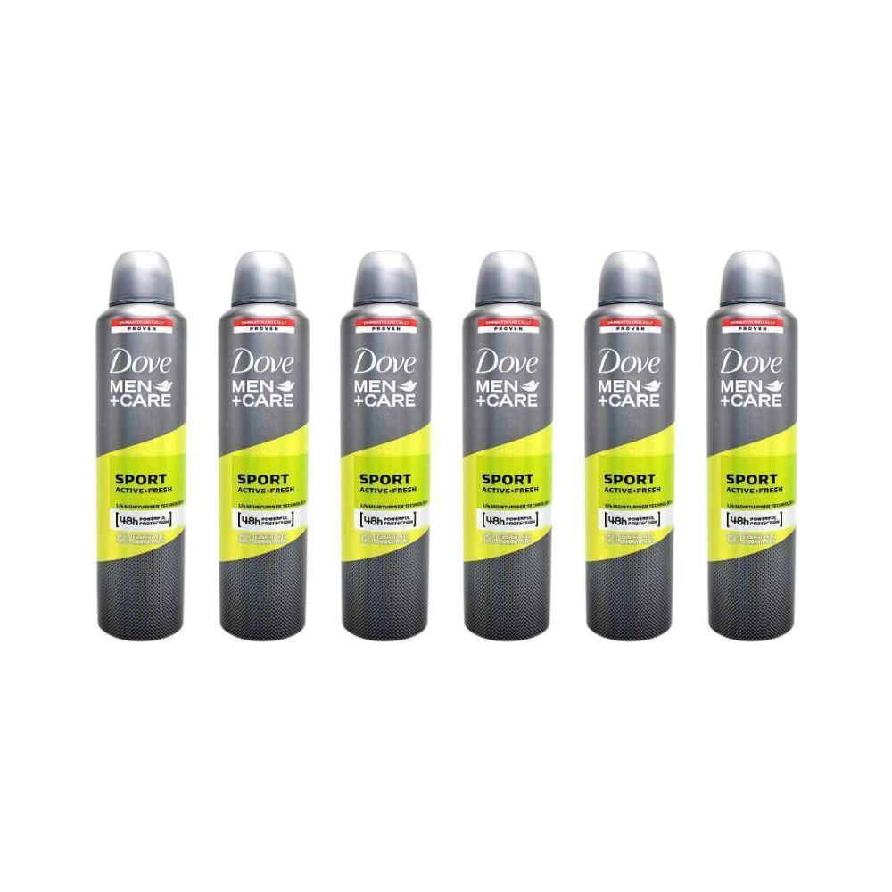 6PK Dove Men Sport Active +Fresh Deodorant Spray 250ml 48hr Protection