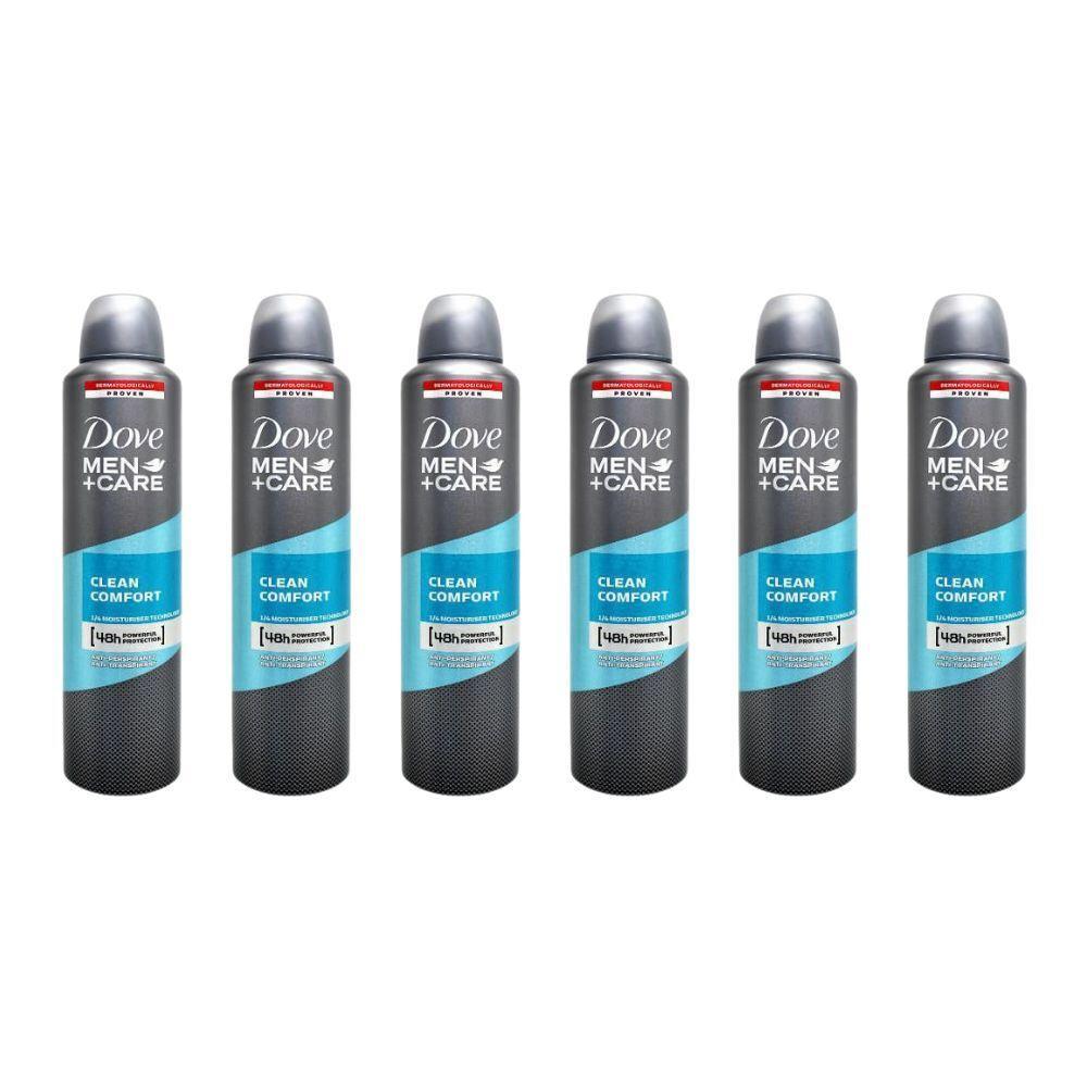 6PK Dove Men +Care Clean Comfort Deodorant Spray 250ml 48hr Protection