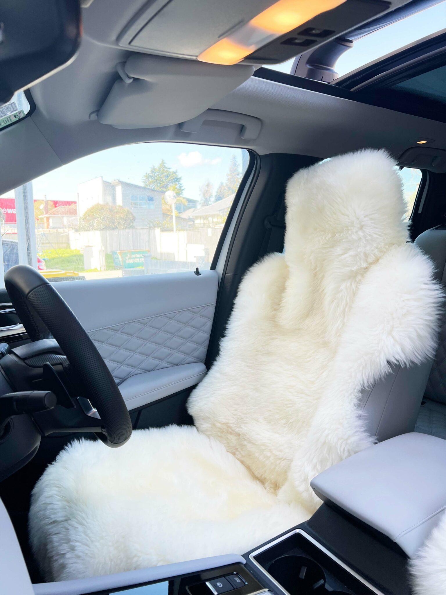 Universal Sheepskin Car Seat Cover - White