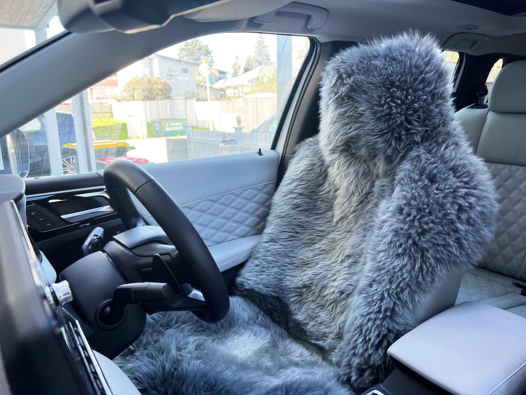 Universal Sheepskin Car Seat Cover - Grey