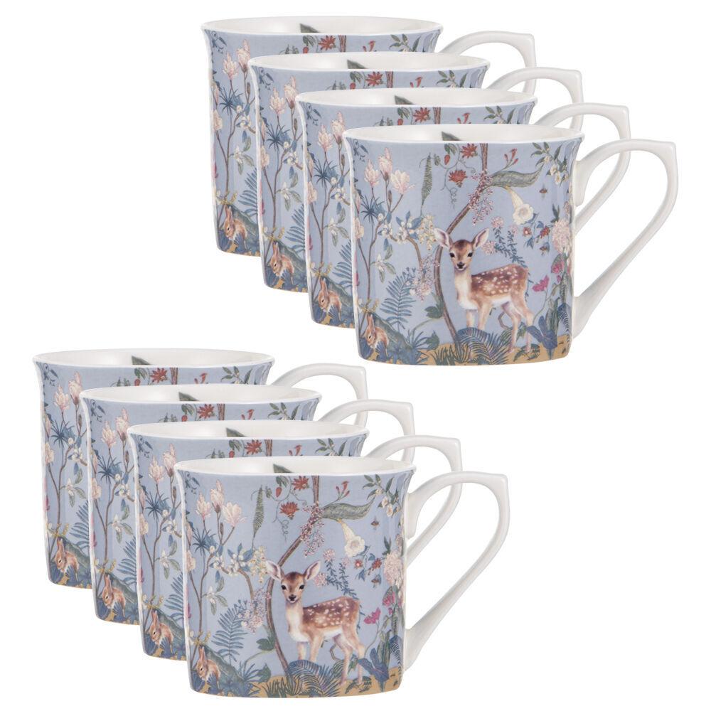 8PK Ashdene Enchanted Forest New Bone China Drinking Wide Flare Mug 300ml Blue