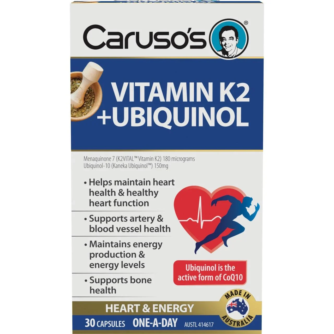 Caruso's Vitamin K2 + Ubiquinol 30 Capsules
