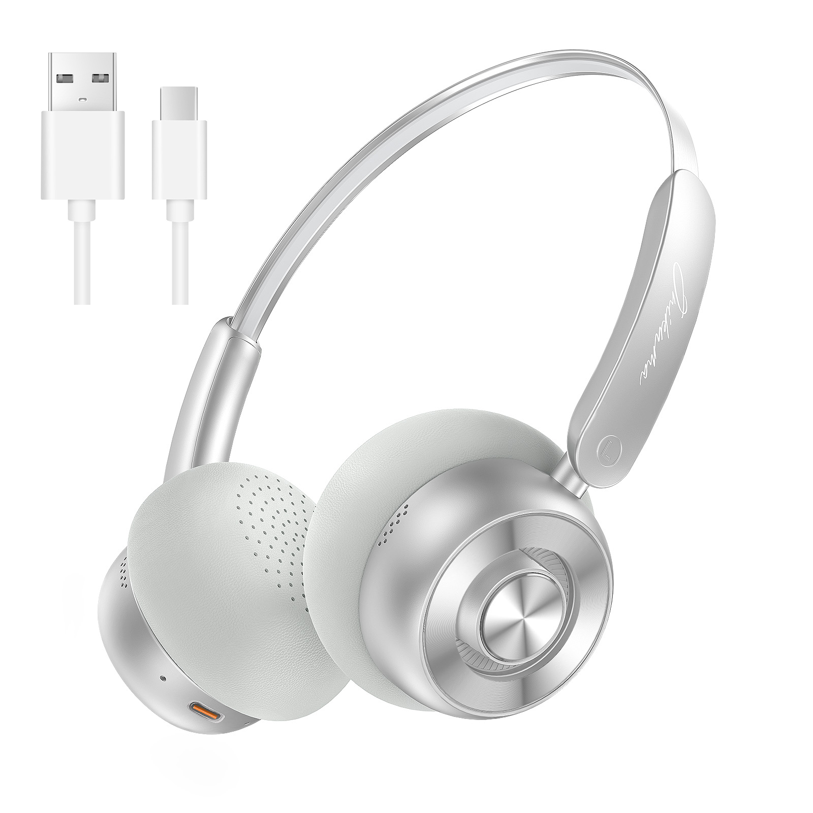 Over-the-Head Lightweight Noise-Cling Bluetooth Headphones(Silver)