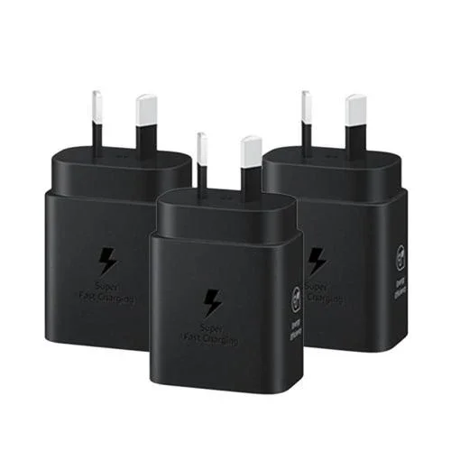 Samsung 25W USB-C PD Fast Charging GaN Wall Charger (3 Pack) - Black, Super Fast
