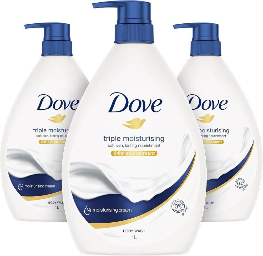 3* Dove Triple Moisturising Body Wash 1L