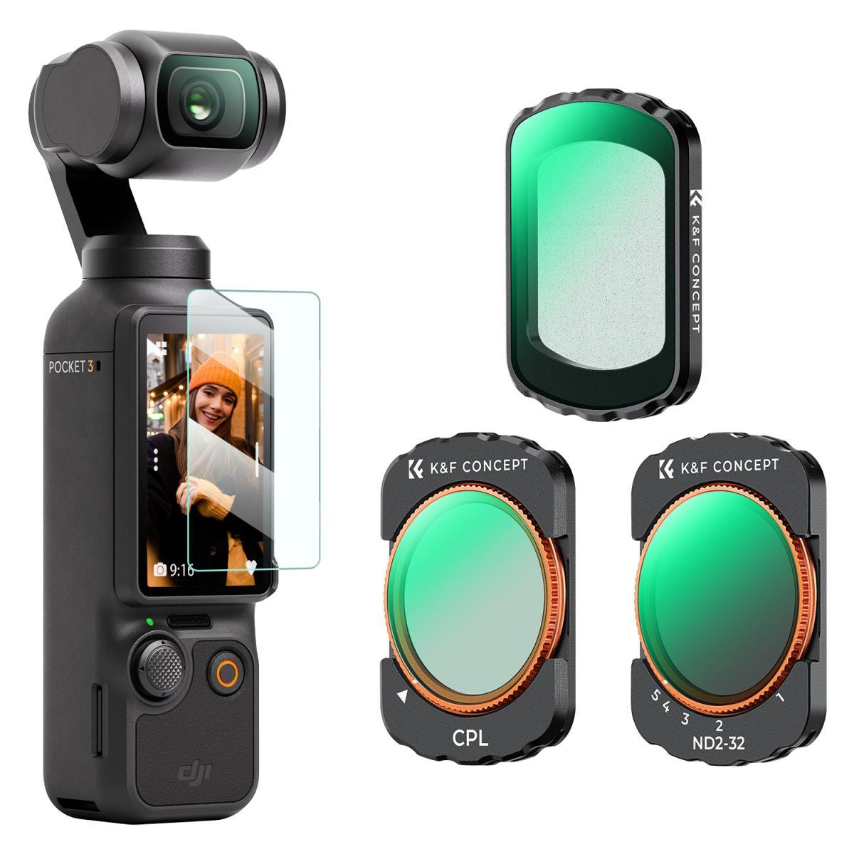 K&F Concept 3in1 CPL+Black Mist 1/4+ ND2-32 Filer Set for DJI Osmo Pocket 3
