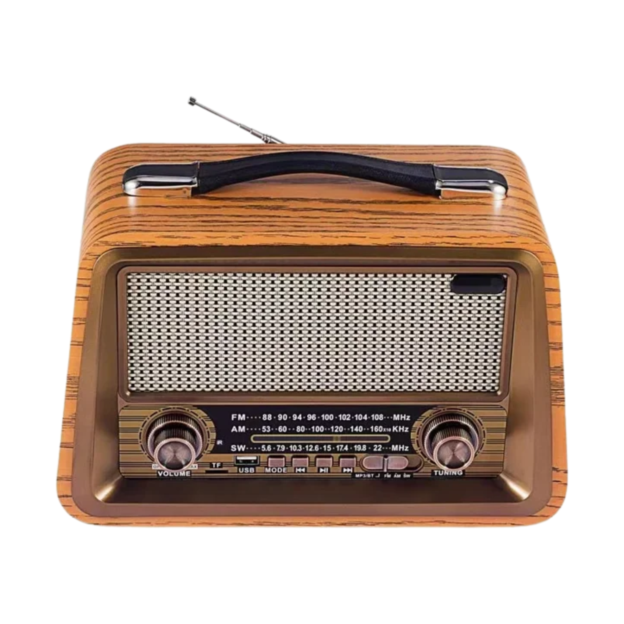 Retro Wooden Rechargeable Radio with Bluetooth and USB MP3