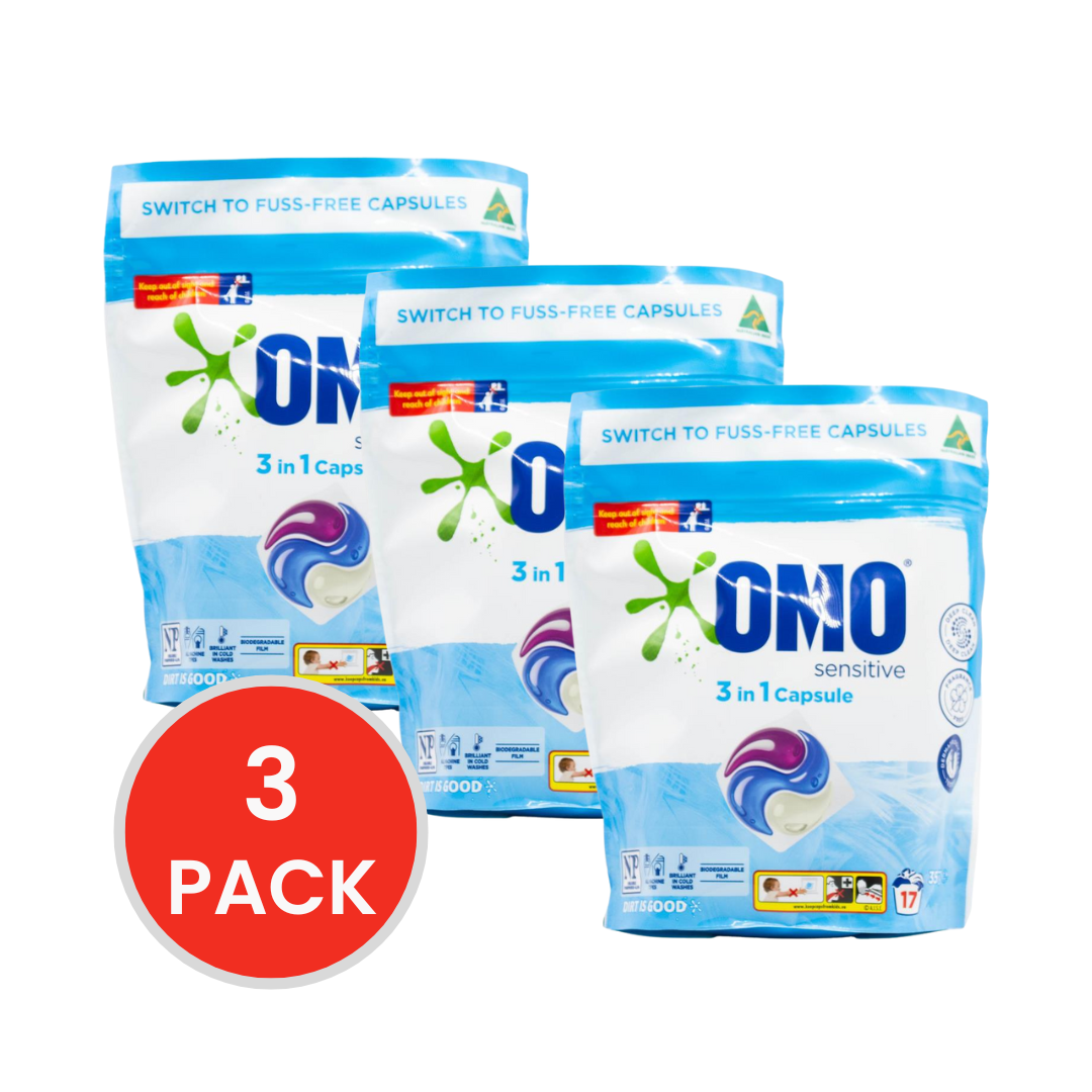 Omo 3 in 1 Capsules Sensitive PK17 x 357g (51 Pack)