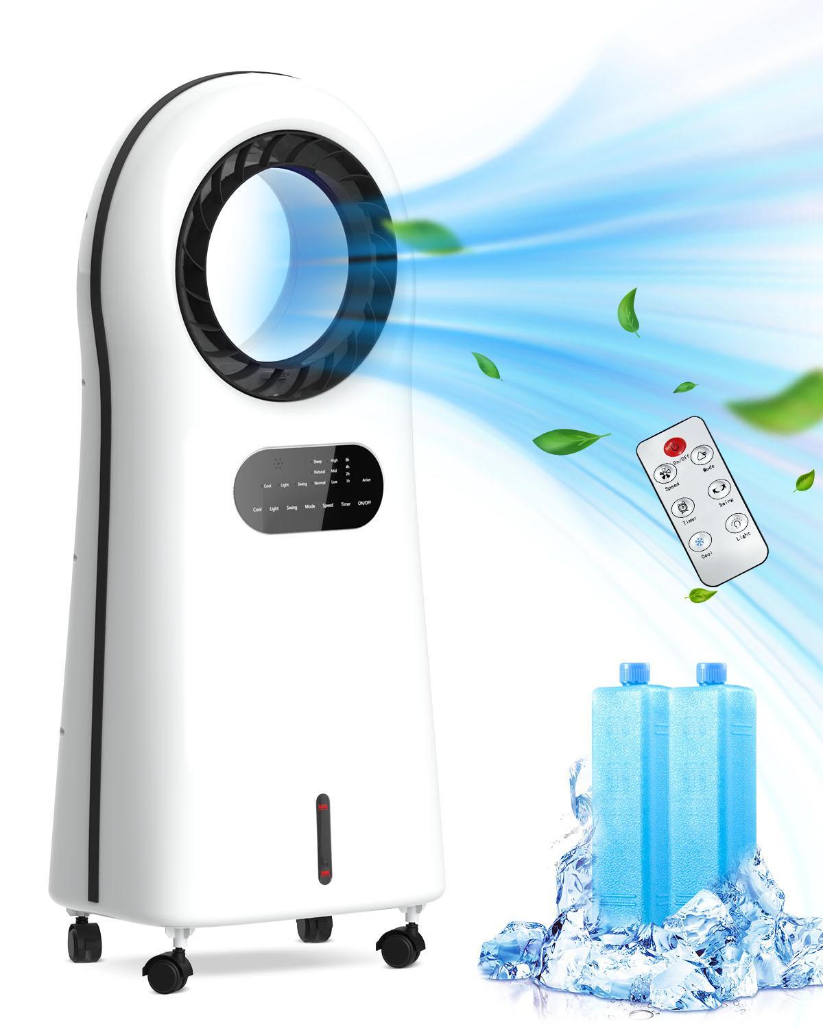 YOPOWER Evaporative Air Cooler Bladeless Fan, White