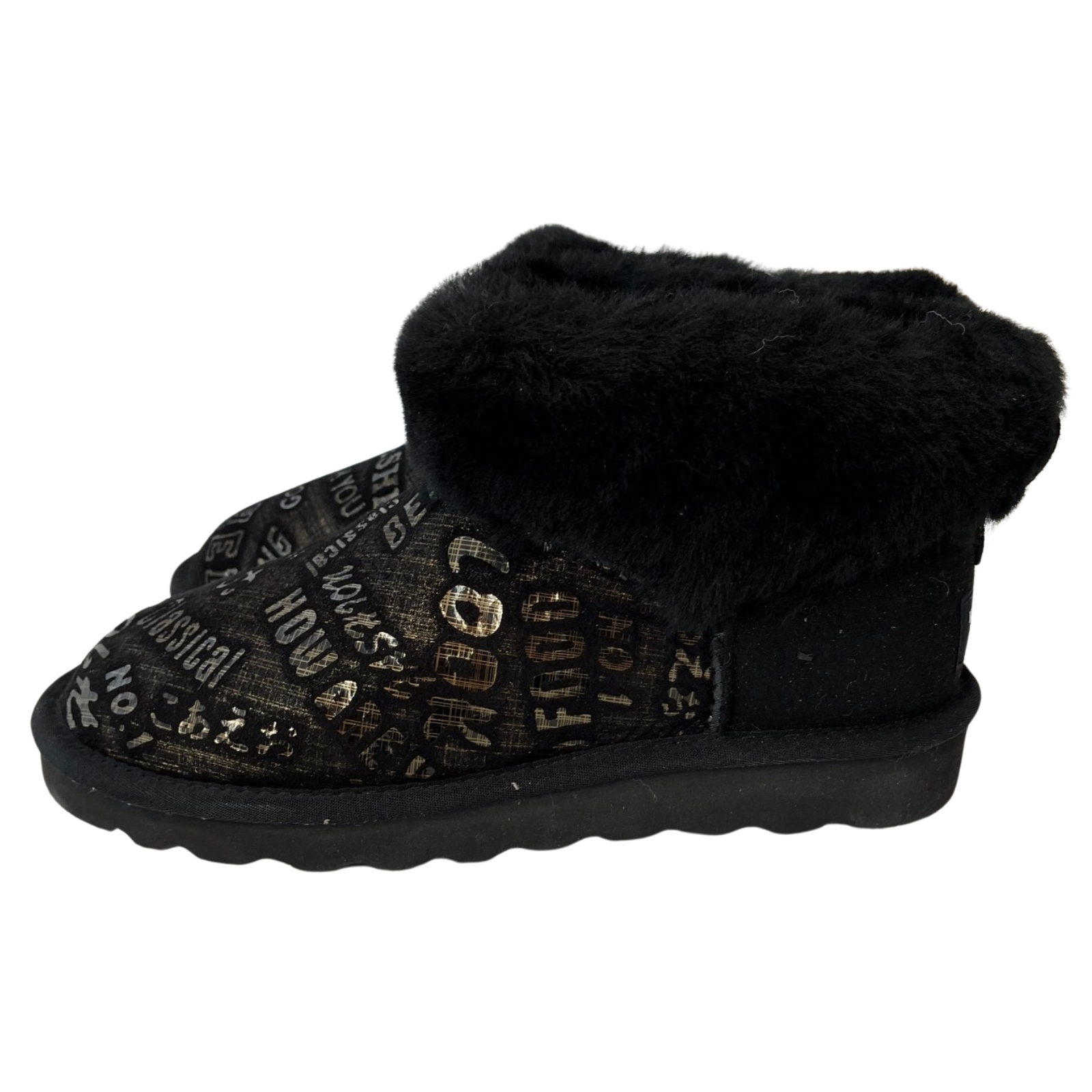 Womens Australian Sheepskin Wool Fur Mini Ugg Ankle In Black Size 8 Boots