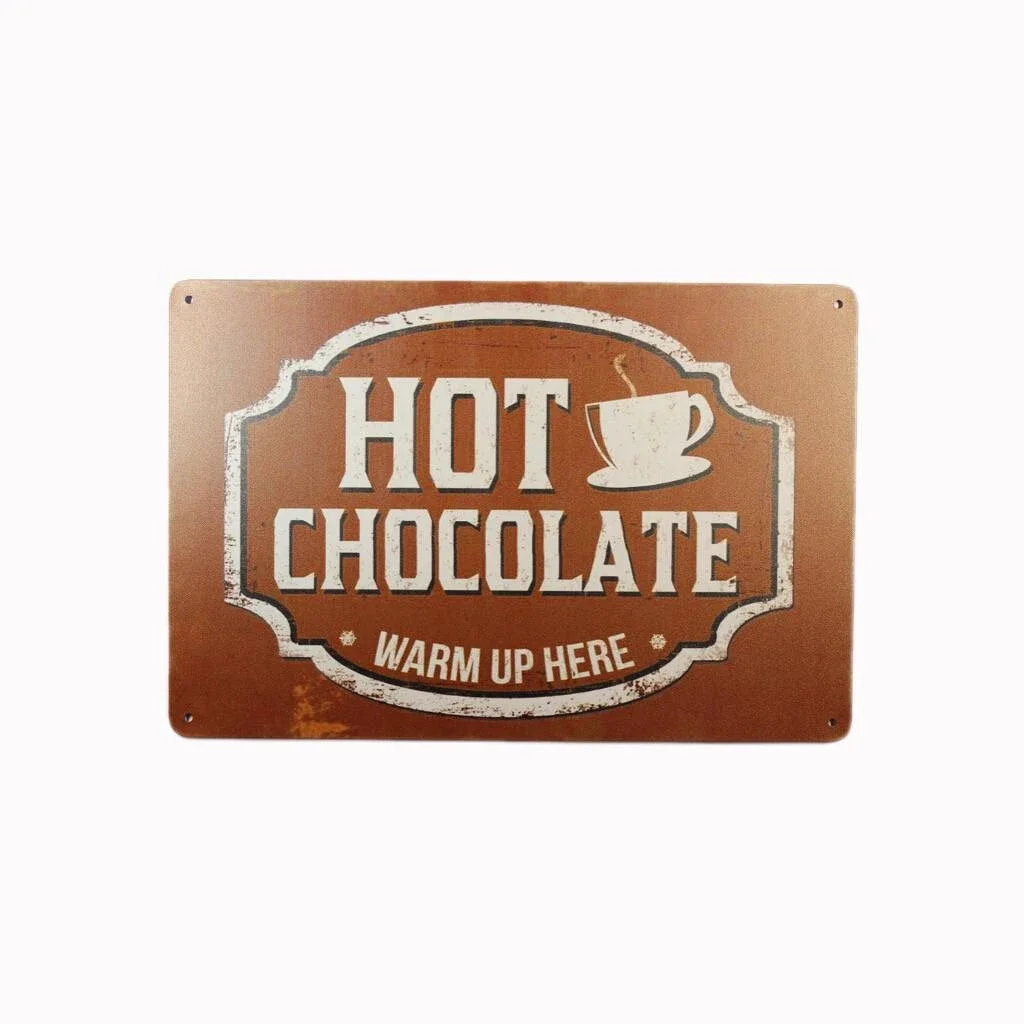 Tin Sign Hot Chocolate Sprint Drink Bar Whisky Rustic Look