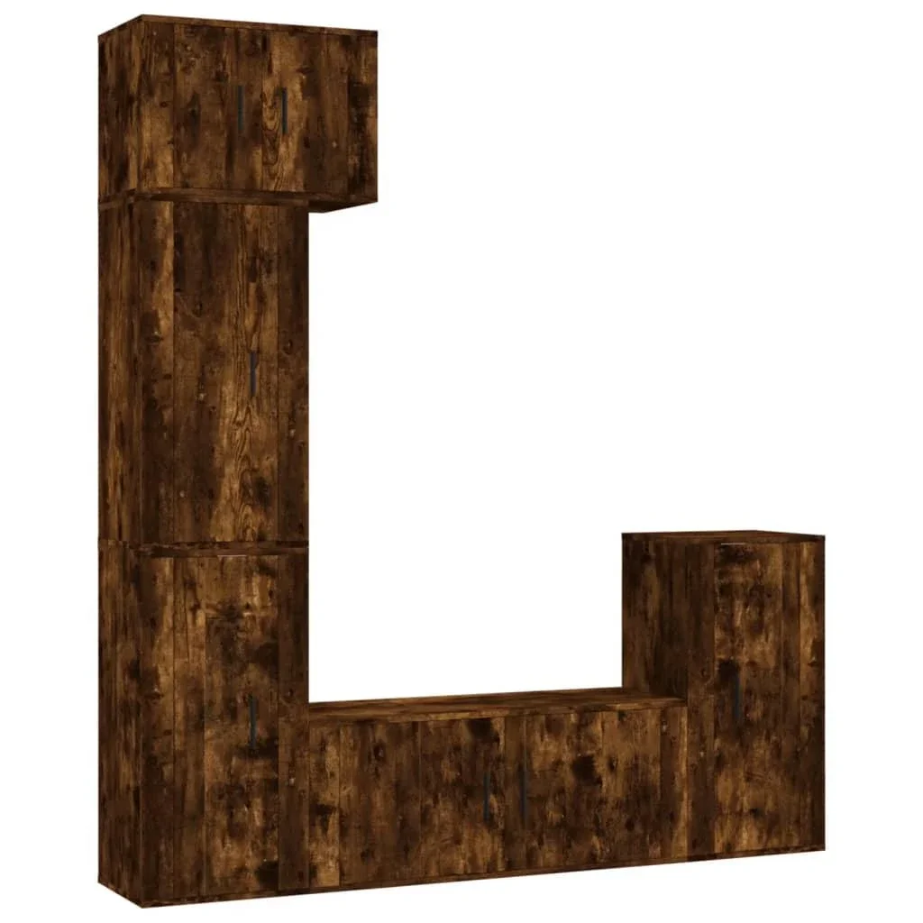 5 Piece TV Cabinet Set Smoked Oak Engineered Wood vidaXL