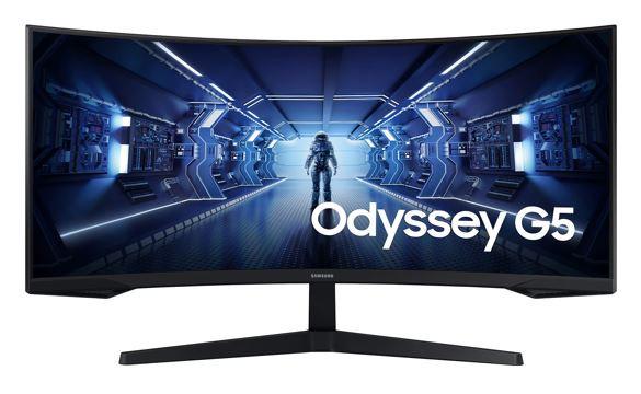 Samsung 34' Odyssey G55T WQHD Curved 3440x1440 21:9 1000R 165Hz 1ms 250 cd/ FreeSync VA DP HDMI Headphone Tilt VESA Gaming Monitor Black 3YR