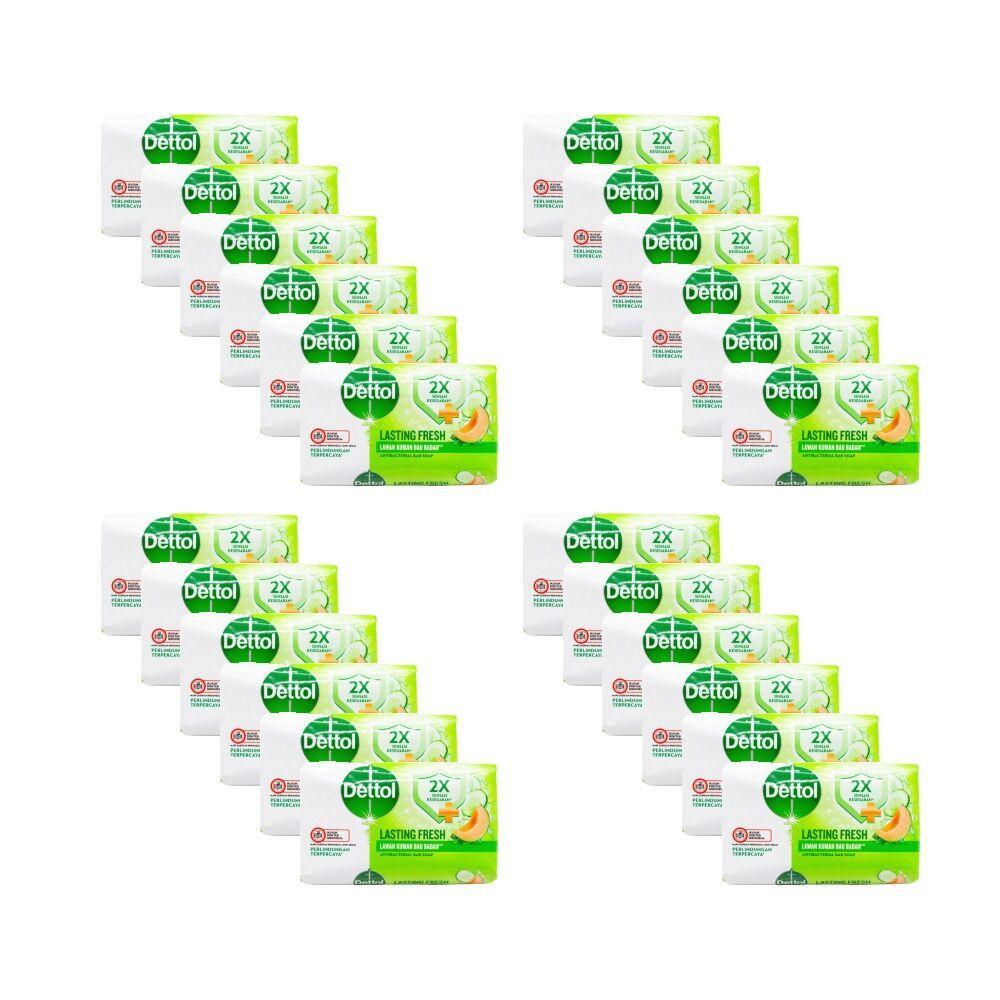 24PK Dettol Soap Bar Antibacterial Lasting Freshness Honeydew & Cucumber 60g
