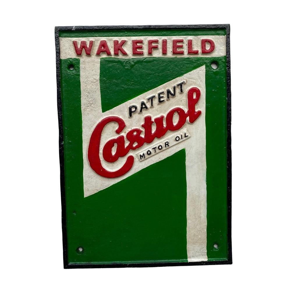 Castrol Wakefield Motor Oil Cast Iron Embossed Sign