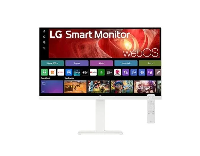 LG 27' 4K UHD IPS Smart Monitor with webOS, USB-C (65W PD), AirPlay 2, Bluetooth, DCI-P3 90%, Magic Remote support, and full ergonomic stand
