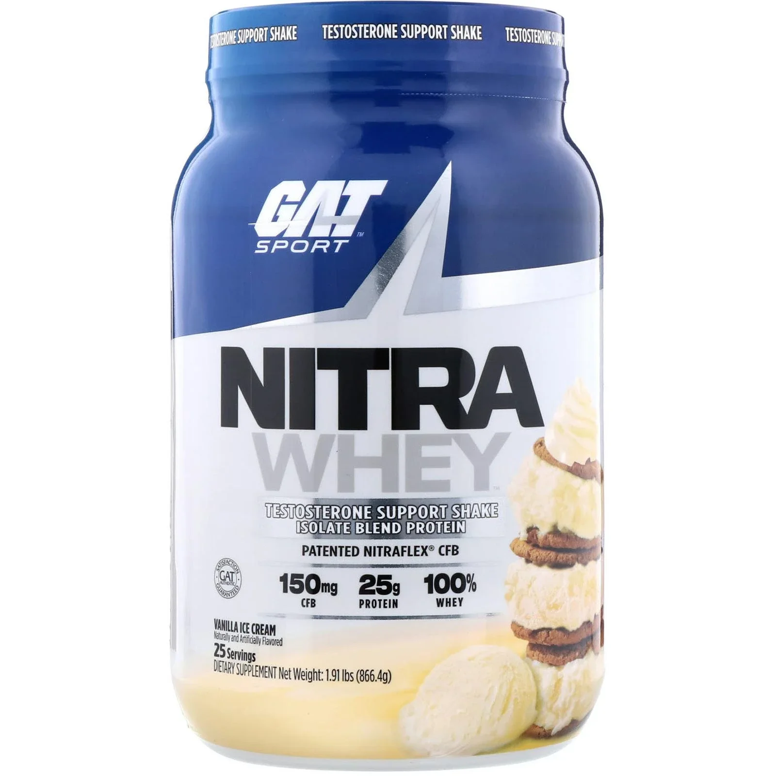 GAT, Nitra Whey, Testosterone Support Shake - Vanilla Ice-Cream