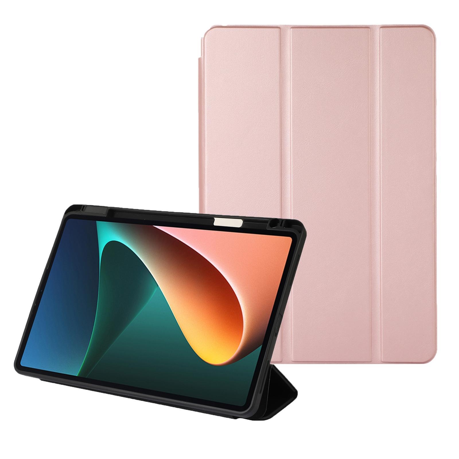 For Xiaomi Pad 5 Solid Color 3-folding Leather Tablet Case