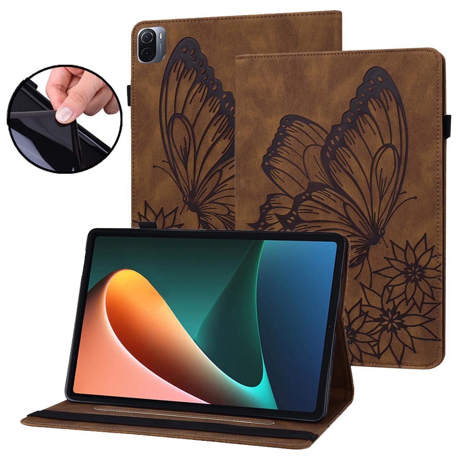 For Xiaomi Pad 5 Pro Big Butterfly Embossed Leather Tablet Case