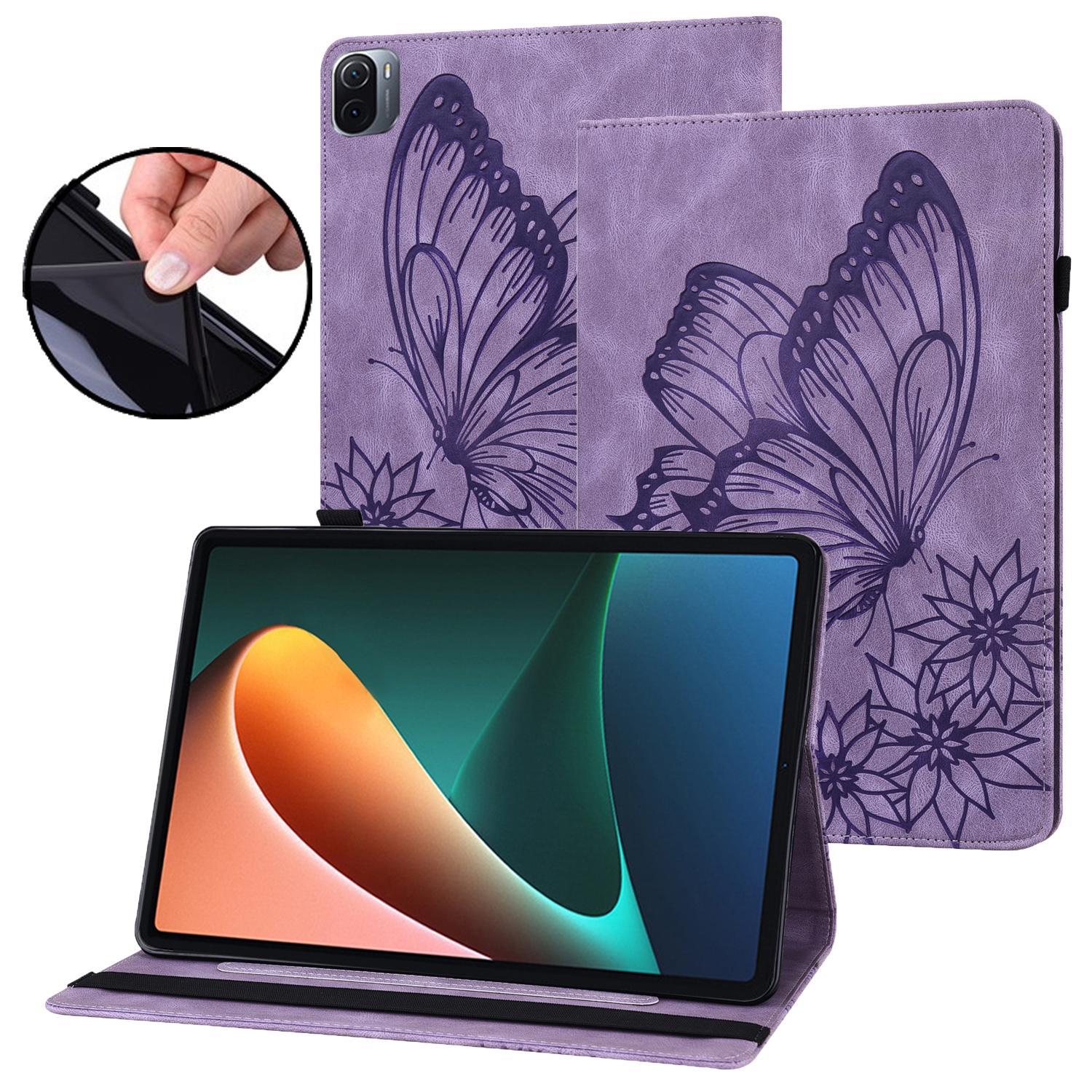 For Xiaomi Pad 5 Big Butterfly Embossed Leather Tablet Case
