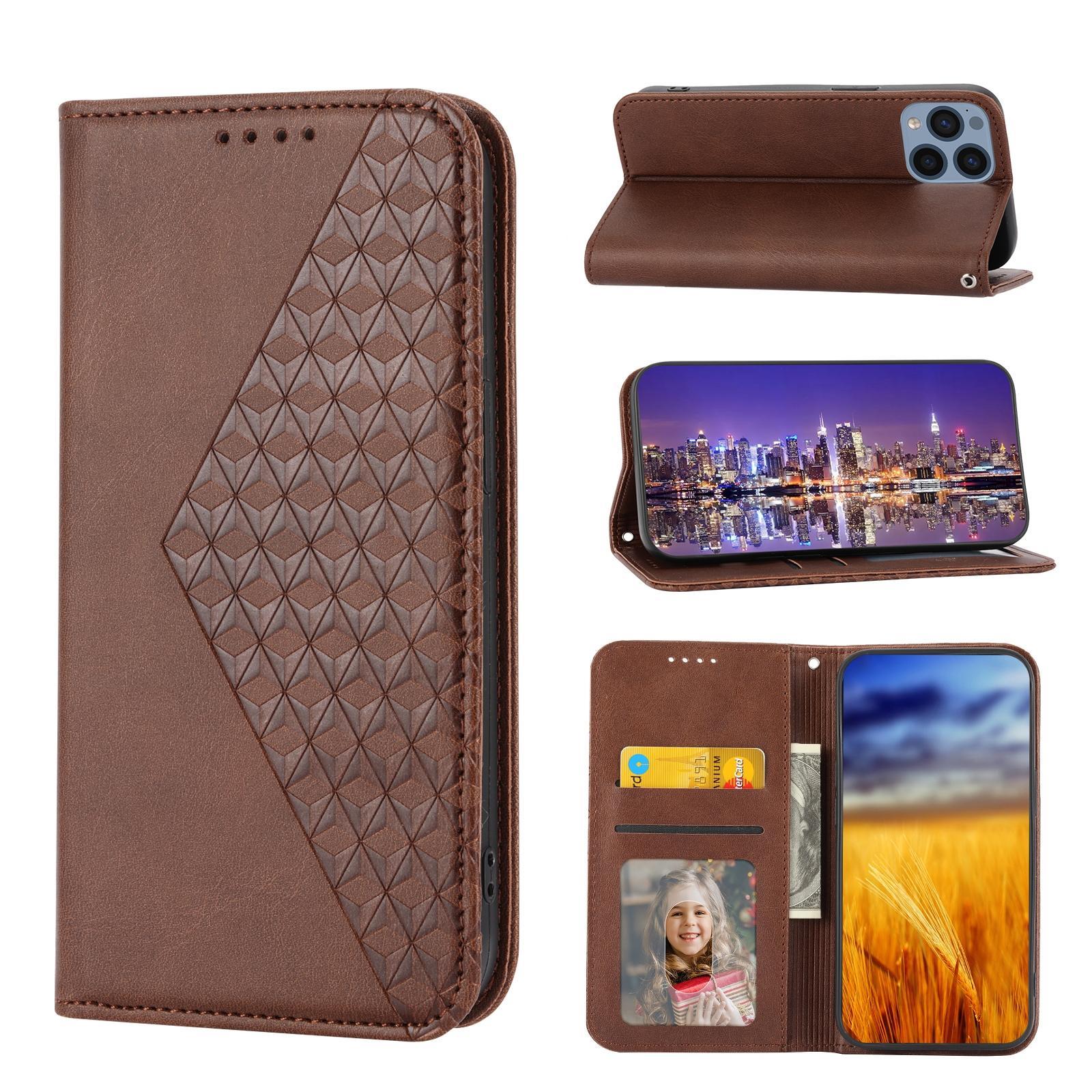For Sony Xperia 1 V 5G Cubic Grid Calf Texture ic Leather Phone Case