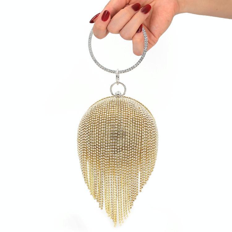 Crystal Tassel Clutch For Weddings And Parties Gold Bag Women's Bags & Handbags