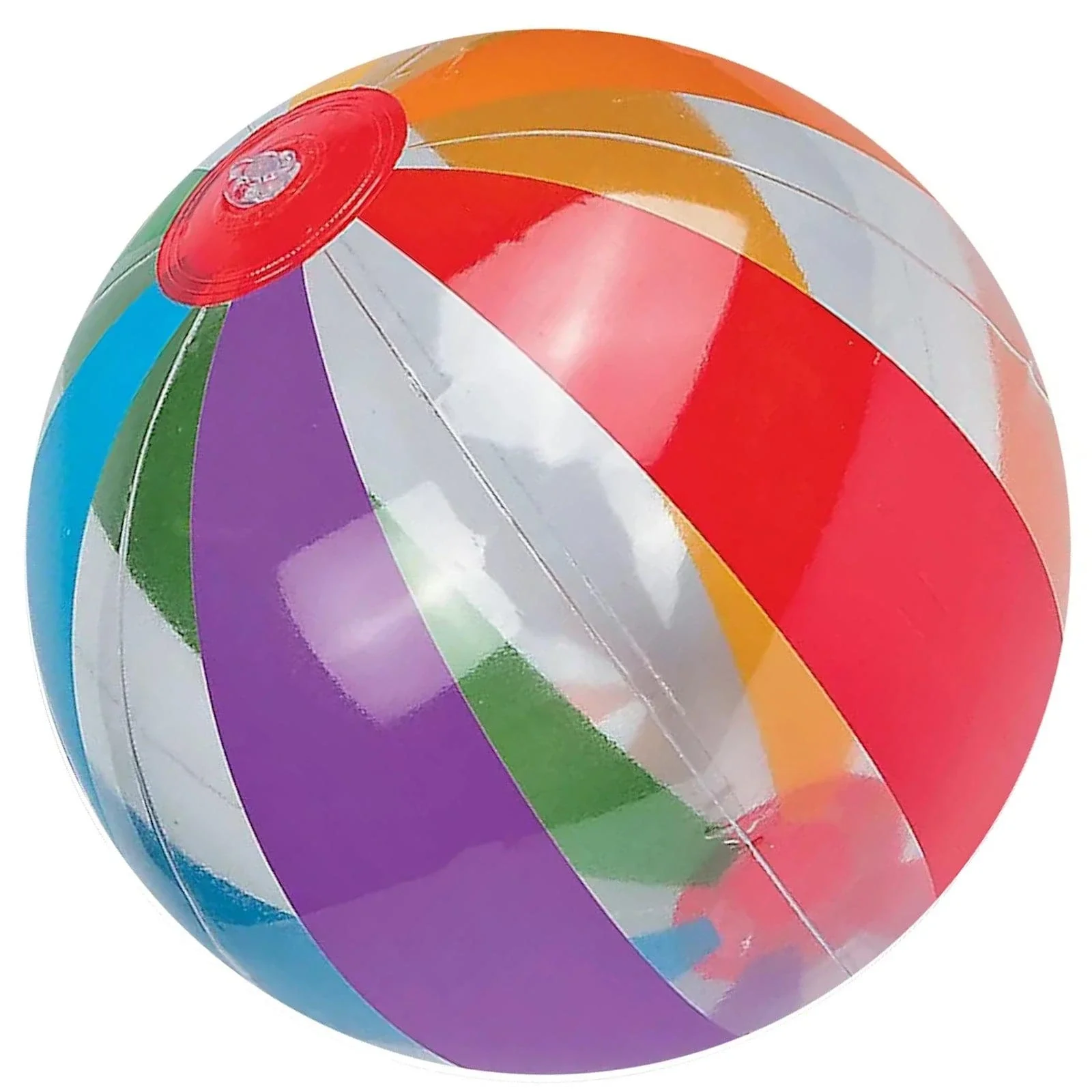 Clear Inflatable Beach Ball With Coloured Panels 23cm