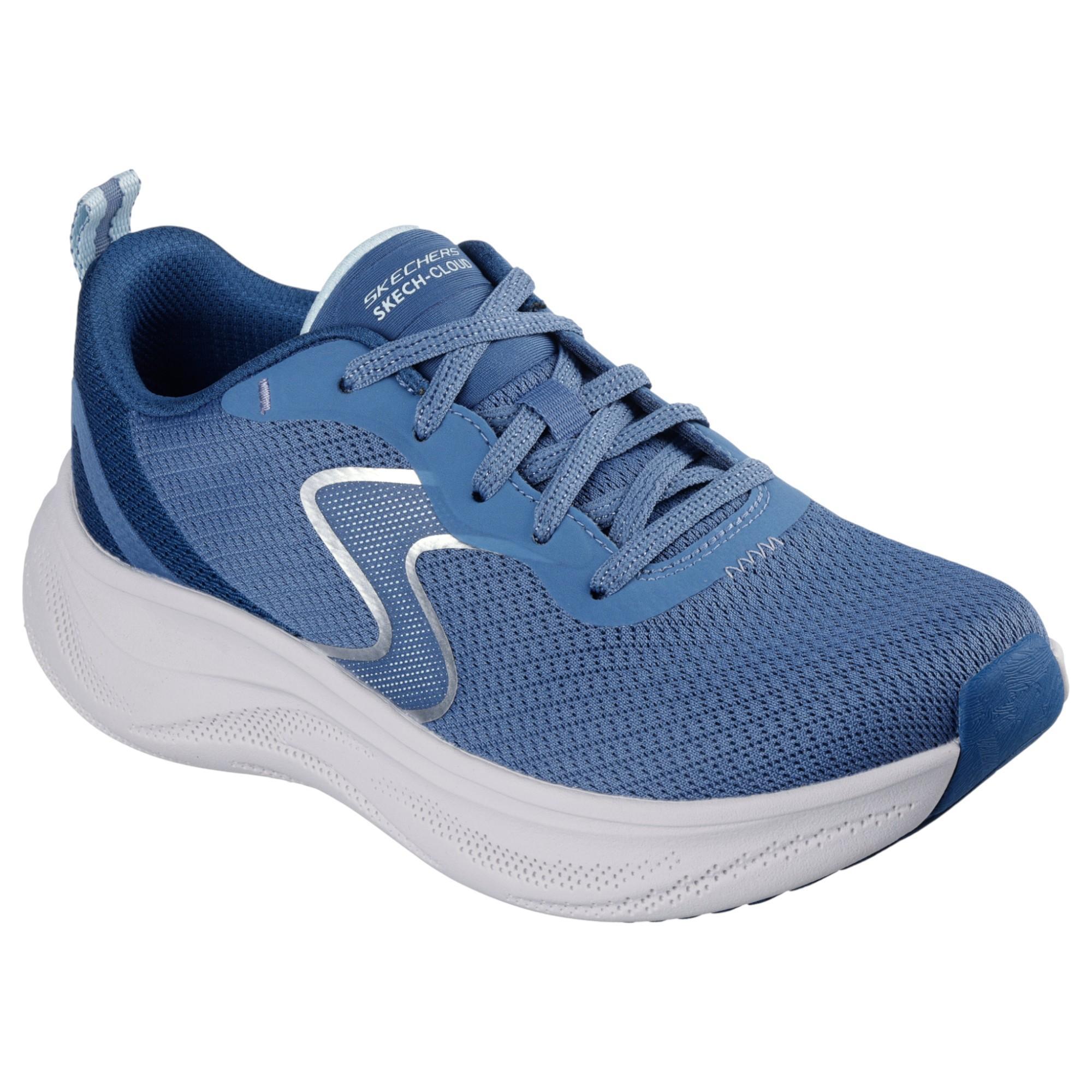 Womens Skechers Skech Cloud Smooth Wave Blue/ Navy Athletic Shoes