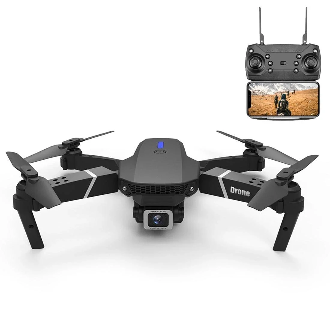 Foldable 4K Rc Quadcopter With Dual Hd Camera - Black