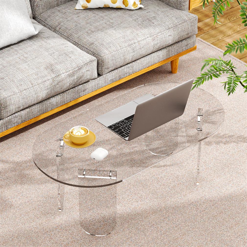 Transparent Acrylic Coffee Table Sofa End Side Table Storage Living Rooom Center Table Decorative