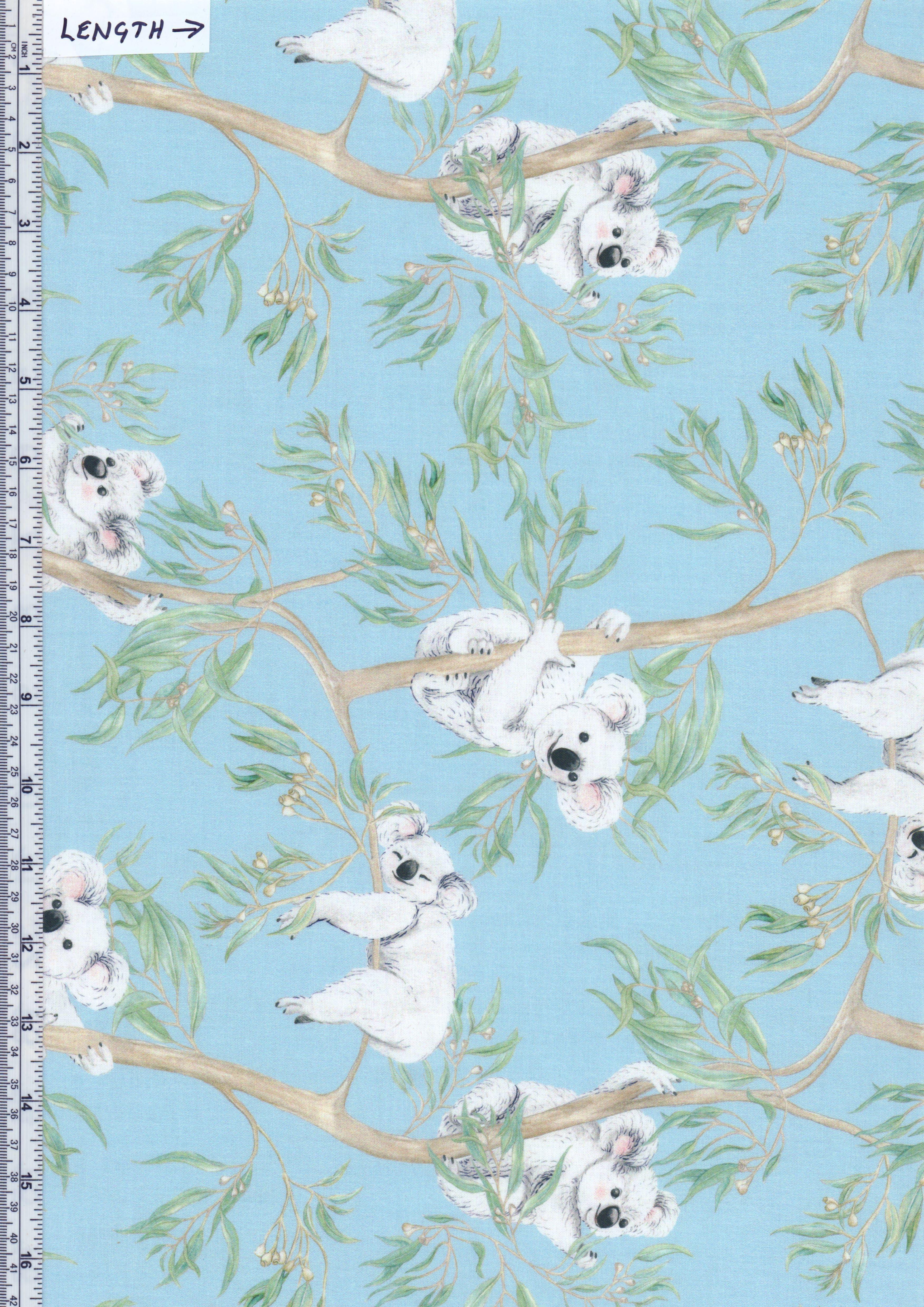 Gumtree Friends Koalas on Blue 7118C2, 110cm Wide