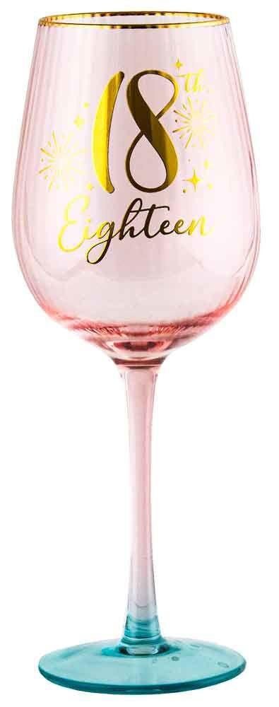 Fluted Pink Wine Glass - 18th