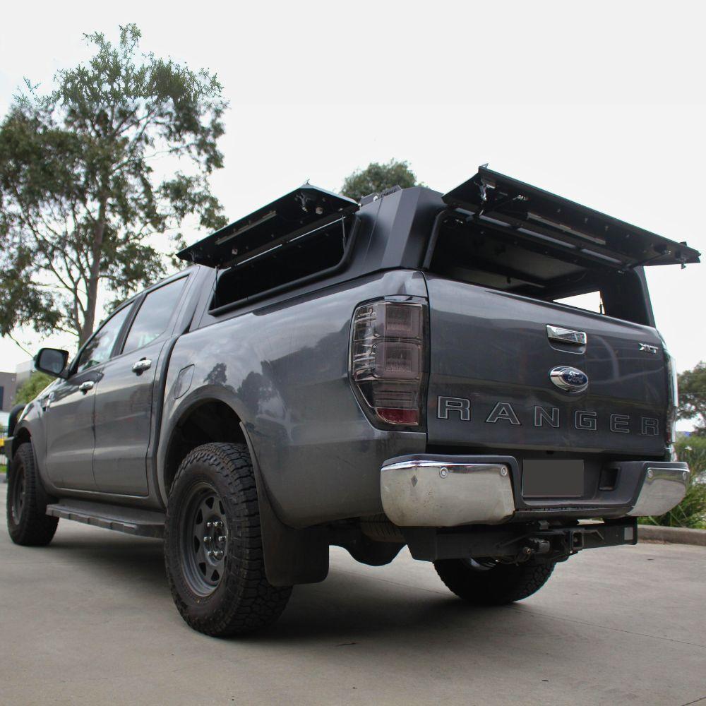 Short Heavy Duty Galvanised Steel Canopy fits PX1 PX2 PX3 2011 - 2021 Dual Cab Tradie Black Low Rider Profile for Roof Top Tents