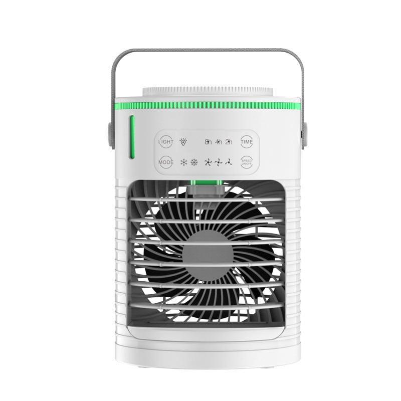Portable Automatic Air Conditioning Fan with 4 Wind Speeds for Indoor Office Desk, White Green