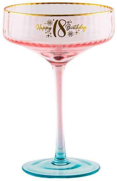 Fluted Pink Coupe Glass - 18th