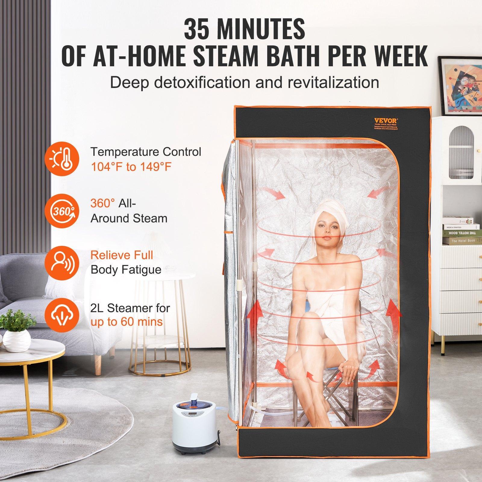 Portable Steam Sauna Tent Full Size 1000W Personal Sauna Blanket W/ Chair, 880 x 880 x 1600 mm