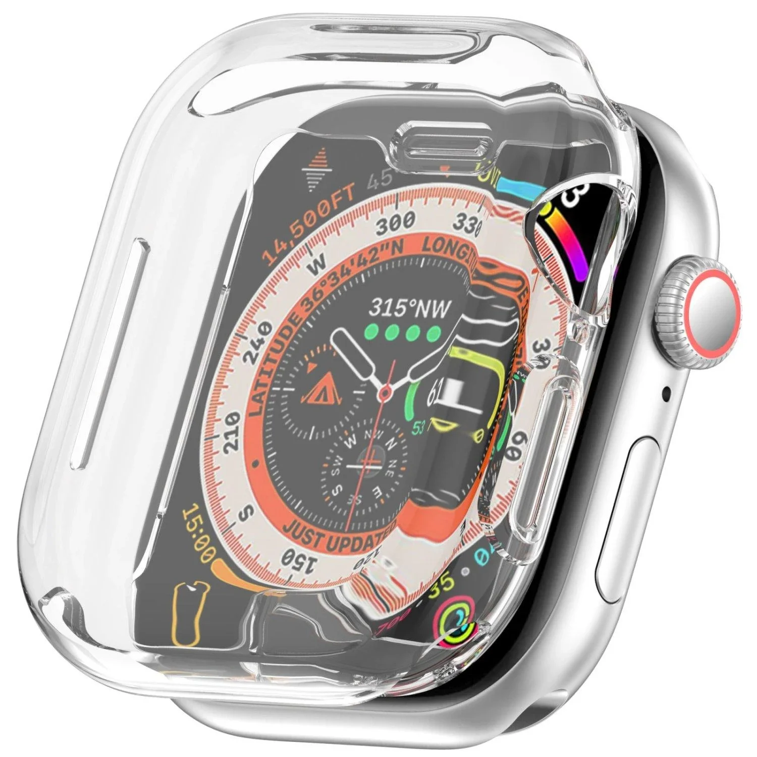 For Apple Watch Series 11, 42-mm Case, Electroplated Grippy Cover, Transparent
