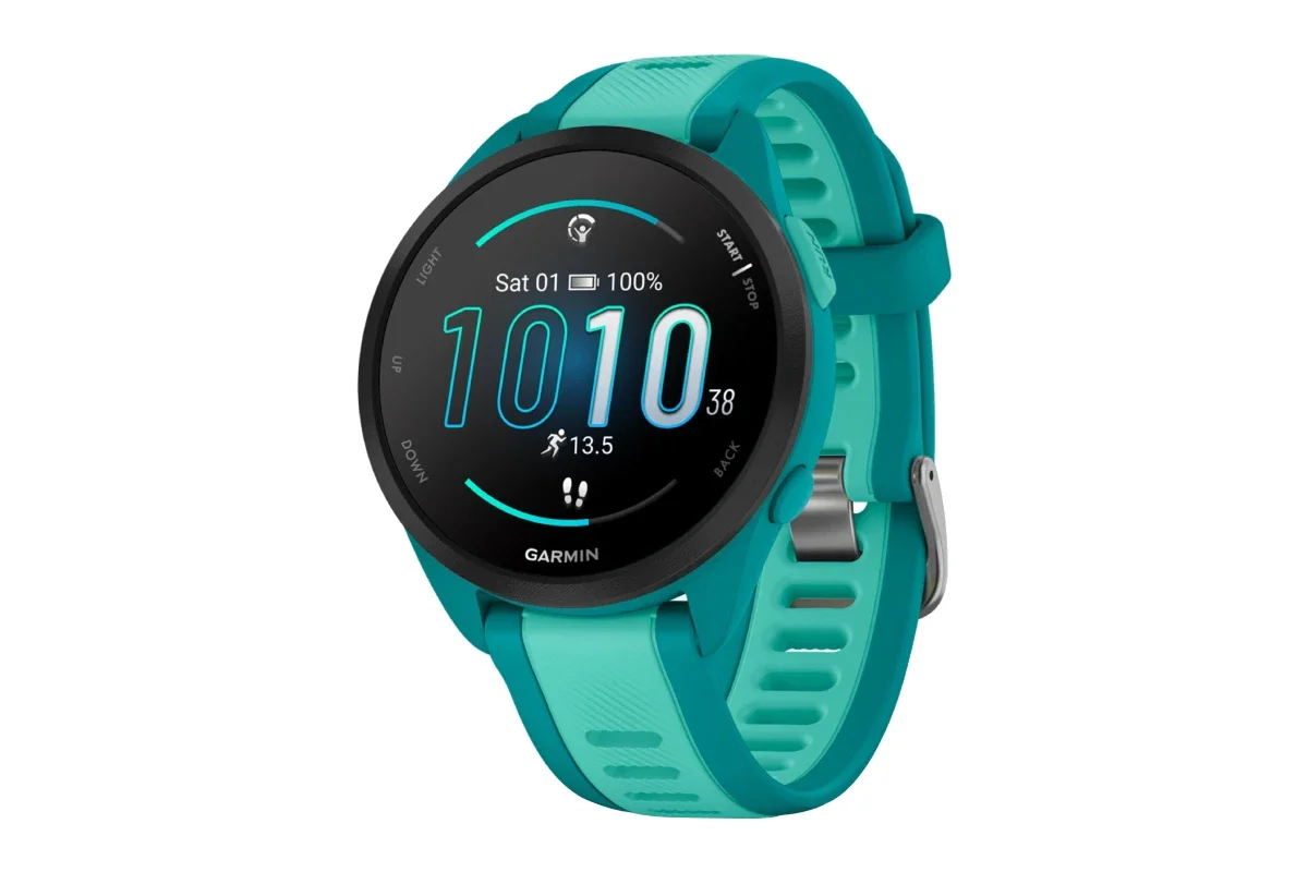 Garmin Forerunner 165 Music Smart Sports Watch (Turquiose with Aqua Band, 43mm)